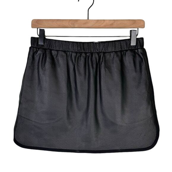 Thakoon Addition Black Lambskin Leather Perforated Silk Lined Mini Skirt - Picture 2 of 9